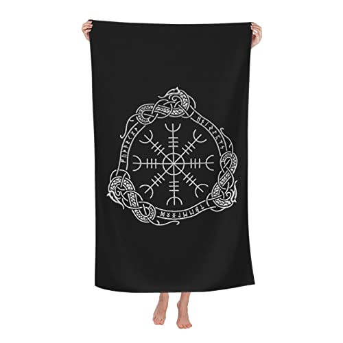 Strandtuch, Wikinger-Rune Handtuch Mikrofaser Badetuch Tragbares Reisehandtuch Für Sauna Yoga Kinder 80X130cm