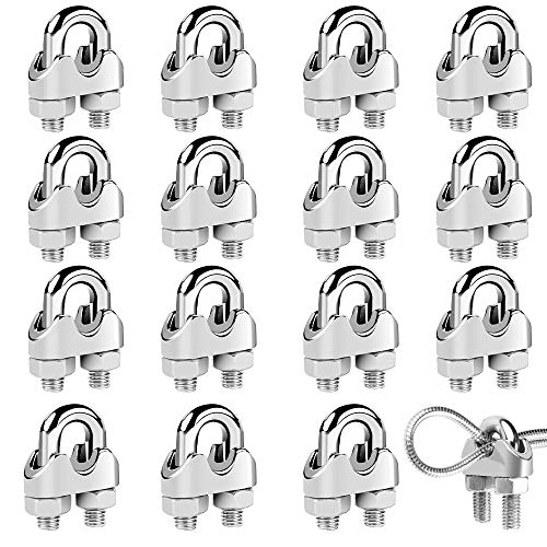16Pcs Drahtseilklemme M6 Bügelseilklemme Edelstahl Klemme Seilklemme U Bolzen Bügelseilklemme für Drahtseil, StahlKabel von Ledoo