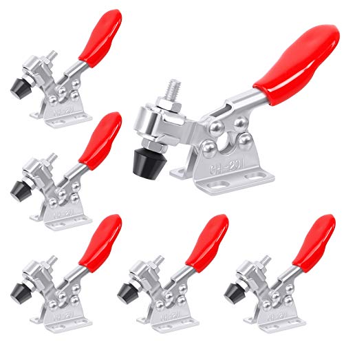 Ledoo 6Pcs Kniehebelspanner Schnellspanner GH-201 Horizontal Toggle Clamp 90 kg /198lbs Fassungsvermögen Kniebelklemme Vertikaler Kniehebelspanner für Maschinenbetrieb, Zimmerei von Ledoo