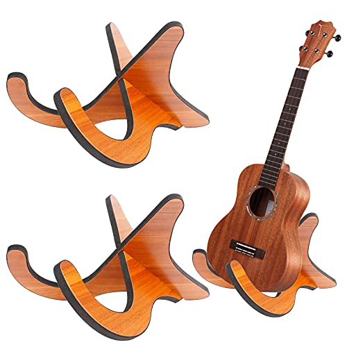 Ledoo 2Pcs Tragbare Ukulele Halter Holz Ukulele Ständer Anti-Rutsch X-Rahmen Ukulele Halter Holzklapp Gitarrenständer für Mandoline Violine und kleinere Gerätschaften von Ledoo