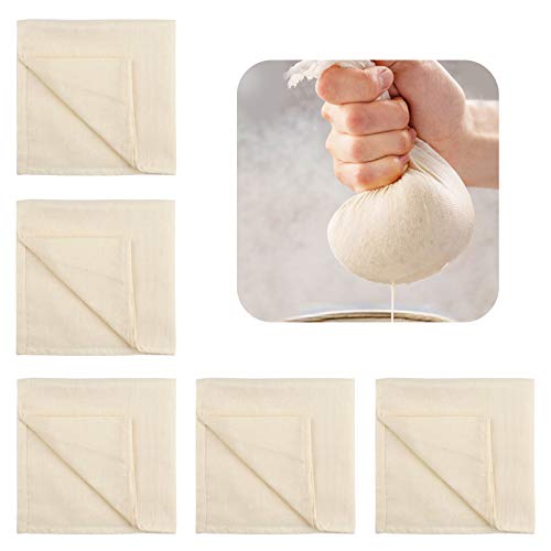 Ledoo 5pcs Käsetuch Passiertuch Filter Cloth Nussmilchbeutel wiederverwendbar Natur Joghurt Tuch aus 100% Baumwolle für Käseherstellung Obstsaft Suppe Mandelmilch（50 * 50） von Ledoo