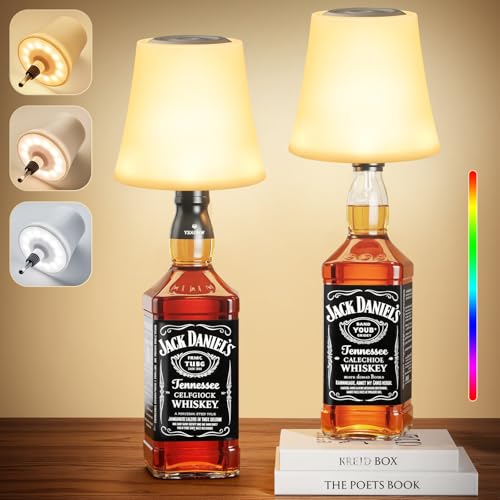 Ledronix 2 Stück LED Flaschenlampe Kabellos, IP54 Aufladbar Akku Flaschenlicht Aufsatz, 3 Farbmodi mit RGB Tischlampe Stufenlose Dimmbare Nachttischlampe für Esszimmer, Wohnzimmer, Schlafzimmer von Ledronix