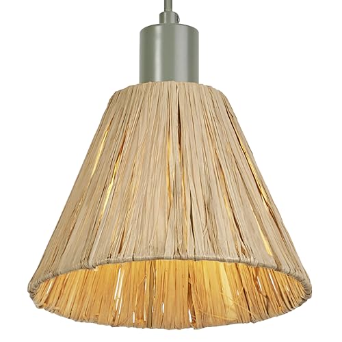 LEDVANCE Bundle mit Pendelleuchte Decor Raffia grün-braun aus Bast und Metall, 200 mm Durchmesser, inkl. OSRAM LED Filament Lampe E27, in klassischer Kolbenform, EEK A, 60W-Ersatz, 2700K von LEDVANCE