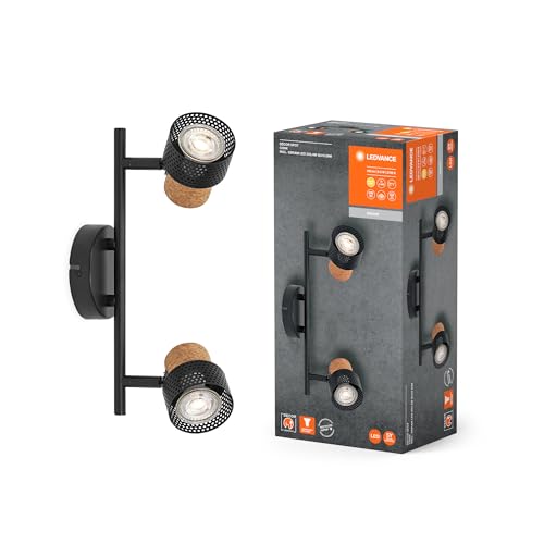 LEDVANCE DECOR SPOT CORK, 2 x 3,4W, 460lm, schwarz, Spotleuchte, verstellbare Köpfe, vielseitig anwendbar, Innenraumspot, austauschbare LED-Lampen, warmweiße Lichtfarbe, GU10 von Ledvance