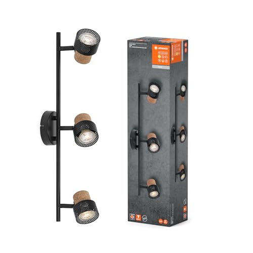 LEDVANCE DECOR SPOT CORK, 3 x 3,4W, 690lm, schwarz, Spotleuchte, verstellbare Köpfe, vielseitig anwendbar, Innenraumspot, austauschbare LED-Lampen, dimmbar, warmweiße Lichtfarbe, GU10 von Ledvance