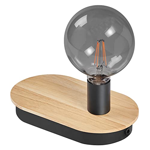 LEDVANCE DECOR Wood Table Tischleuchte TOUCH USB, schwarz, E27 Sockel für den einfachen Austausch des Leuchtmittels, kann mit einfacher oder smarter Lampe bestückt werden, Schutzklasse IP20 von Ledvance