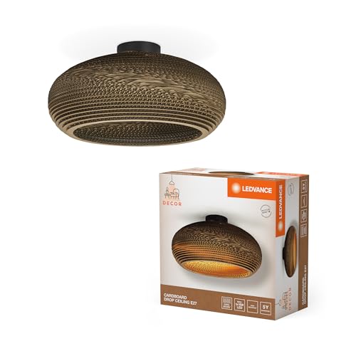LEDVANCE Deckenleuchte Decor Cardboard Drop braun aus Wellpappe, leicht, E27, 400 mm Durchmesser, Leuchtenschirm aus recyceltem Material, nachhaltig durch austauschbare Lichtquelle, einfache Montage LEDVANCE Deckenleuchte Decor Cardboard Drop braun aus Wellpappe, leicht, E27, 400 mm Durchmesser, Leuchtenschirm aus recyceltem Material, nachhaltig durch austauschbare Lichtquelle, einfache Montage von LEDVANCE
