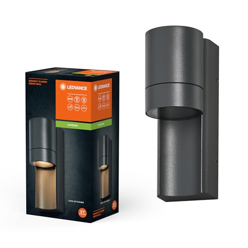 LEDVANCE ENDURA CLASSIC ISIDOR W Außenleuchte, Wandleuchte, GU10-Fassung, dunkelgrau, Aluminium, schnelle & einfache Installation, mattierter Diffusor, IP65 Schutzklasse, Anwendung im Außenbereich von LEDVANCE