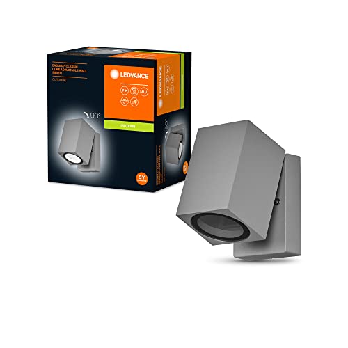 LEDVANCE ENDURA Classic Cube ADJ WALL Außen-Wandleuchte, silber, GU10-Sockel (max 35W), kann mit einfacher oder smarter Lampe bestückt werden, ausrichtbarer Leuchtenkopf, Schutzklasse IP44 von LEDVANCE