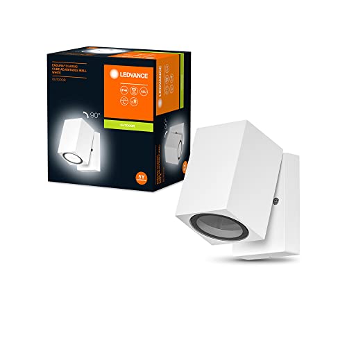 LEDVANCE ENDURA Classic Cube ADJ WALL Außen-Wandleuchte, weiß, GU10-Sockel (max 35W), kann mit einfacher oder smarter Lampe bestückt werden, ausrichtbarer Leuchtenkopf, Schutzklasse IP44 von LEDVANCE