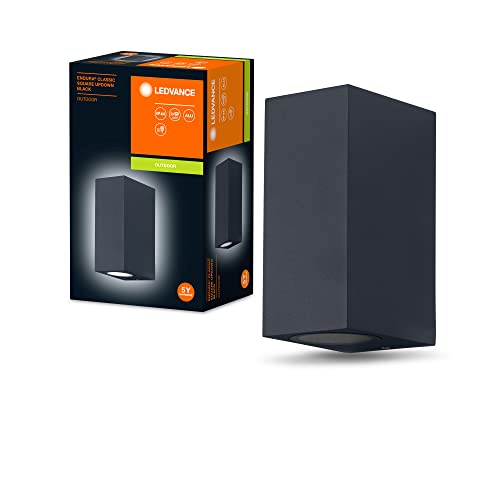 LEDVANCE ENDURA Classic Square Updown Außen-Wandleuchte, schwarz, GU10-Sockel (max 35W), kann mit einfacher oder smarter Lampe bestückt werden, Down oder Up/Down Leuchtenvariante, Schutzklasse IP44 von LEDVANCE