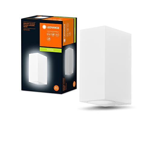 LEDVANCE ENDURA Classic Square Updown Außen-Wandleuchte, weiß, GU10-Sockel (max 35W), kann mit einfacher oder smarter Lampe bestückt werden, Down oder Up/Down Leuchtenvariante, Schutzklasse IP44 von LEDVANCE