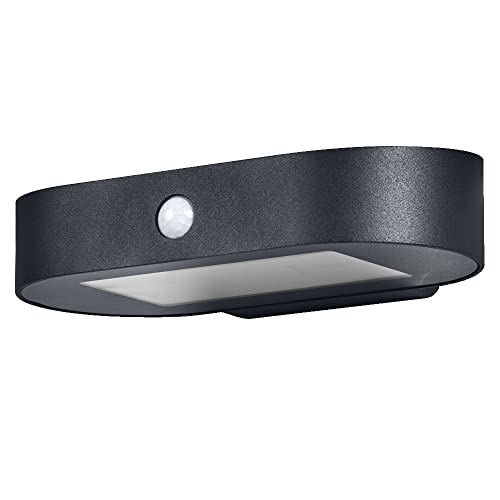 LEDVANCE ENDURA Style Kleine Oval Solar-Wandleuchte, warmweißes Licht (3000K), integrierter Sensor, ohne Strom nutzbar, lange Laufzeit: 30 Mal 60 Sekunden im PIR Modus, Schutzklasse IP44, schwarz von LEDVANCE