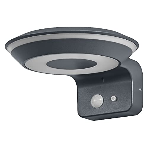 LEDVANCE ENDURA Style Solar-Wandleuchte Glow, zwei separat steuerbare Lichtringe, warmweißes Licht (3000K), integrierter Sensor, ohne Strom nutzbar, Schutzklasse IP44, dunkelgrau von LEDVANCE