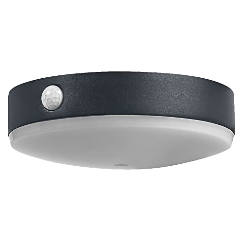 LEDVANCE ENDURA Style Solar-Wandleuchte Tossa, warmweißes Licht (3000K), integrierter Sensor, ohne Strom nutzbar, bis acht Stunden Brenndauer, Schutzklasse IP44, schwarz von LEDVANCE