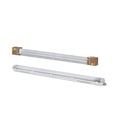 Ledvance Hocheffiziente LED Feuchtraumleuchte mit 2xLED Röhre, Besteht aus mind. 50% recyceltem Kunststoff,13.5W, kaltweiß, langlebig, L1280mm x H70mm x B95mm, perfekt für Keller, Garagen, Lagerhalle von Ledvance