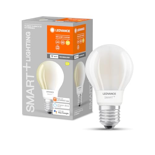 LEDVANCE Smarte LED-Lampe mit Wifi Technologie, Sockel E27, Dimmbar, Warmweiß (2700K), Birnenform, Matt, Ersatz für herkömmliche 75W-Glühbirnen, steuerbar mit Alexa, Google & App, 1er-Pack von Ledvance