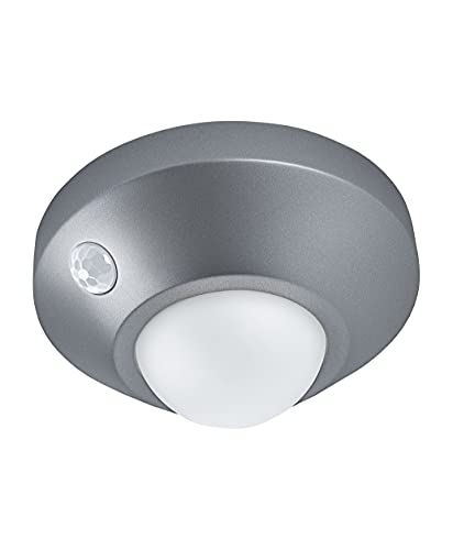 LEDVANCE LED Batteriebetriebene Leuchte, Leuchte für Innenanwendungen, Bewegungssensor, Tag-Nacht-Sensor, 86,0 mm x 47,0 mm, NIGHTLUX Ceiling, Silber von Ledvance