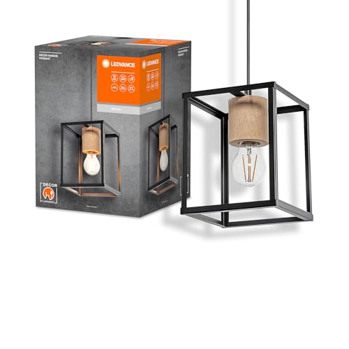 LEDVANCE DECOR Nairobi Pendelleuchte, schwarz, mit E27 Sockel für den einfachen Austausch des Leuchtmittels, kann mit einfacher oder smarter Lampe bestückt werden, Schutzklasse IP20 von LEDVANCE