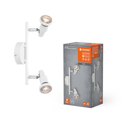 LEDVANCE LED SPOT GU10 2 x 3,4W, 460lm, weiß, 2.700K Farbtemperatur, warmweiße Lichtfarbe, zeitloses Design, austauschbare LED-Lampe, ideal für Innenräume, CRI 90, verstellbare Köpfe von Ledvance