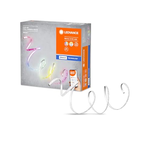 LEDVANCE LED Smartes LED Lichtband mit Bluetooth Technologie für Innen, 3 Meter Länge, Lichtfarbe änderbar (2000-6500K), RGB Farben änderbar, Steuerbar mit Google Home und Alexa, SMART+ BT FLEX 3M von LEDVANCE
