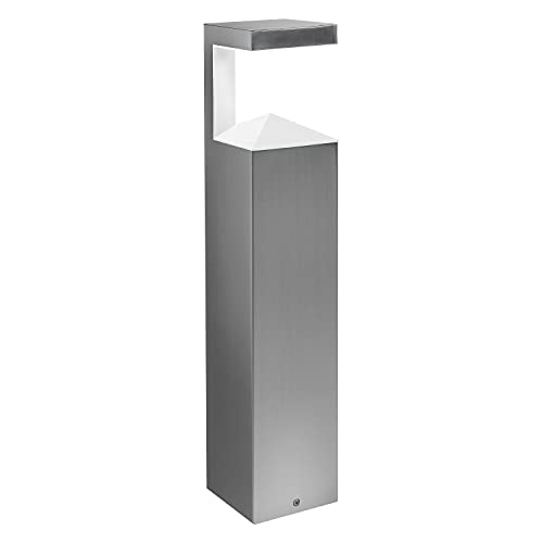 LEDVANCE LED Stehleuchte und Wegeleuchte, Design Leuchte in Pyramidenoptik für Außen, Warmweiß (3000K), Edelstahl, 8W, Poller mit 50cm Höhe, ENDURA STYLE PYRAMID von LEDVANCE