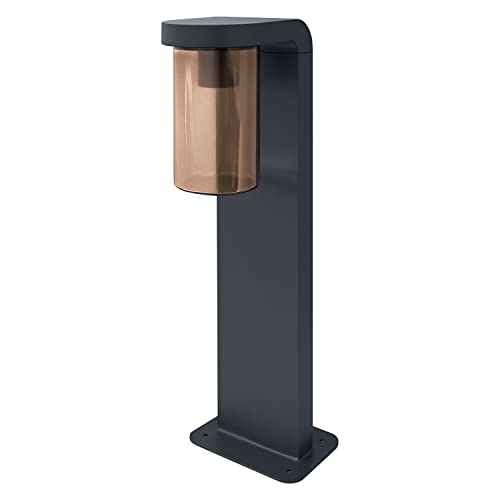 LEDVANCE LED Stehleuchte und Wegeleuchte für 1x E27 Leuchtmittel, Design Leuchte in moderner Optik, 50cm Höhe, aus Aluminium und bernsteinfarbenem Glas, ENDURA CLASSIC CASCADE 50CM Post E27 CLR von LEDVANCE