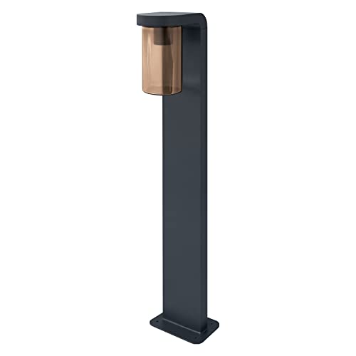 LEDVANCE LED Stehleuchte und Wegeleuchte für 1x E27 Leuchtmittel, Design Leuchte in moderner Optik, 80cm Höhe, aus Aluminium und bernsteinfarbenem Glas, ENDURA CLASSIC CASCADE 80CM Post E27 CLR von Ledvance