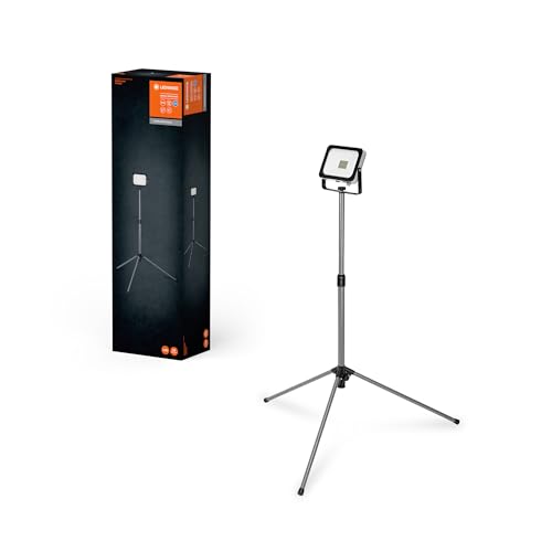 LEDVANCE LED Tragbare Arbeitsleuchte für Aussenanwendungen, Worklight Value mit zusammenklappbarem Tripod-Ständer und 1x 30W Strahler, Tageslichtweiss (6500K), Dunkelgrau, 1er-Pack von LEDVANCE