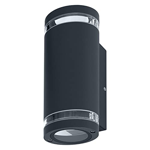 LEDVANCE LED Wandleuchte für 2x GU10 Leuchtmittel, Design Leuchte für Aussen, für 2-seitige indirekte Beleuchtung mit dursichtigen Ringen,aus Aluminium in dunkelgrau, ENDURA BEAM GAP Wall UpDown GU10 von Ledvance