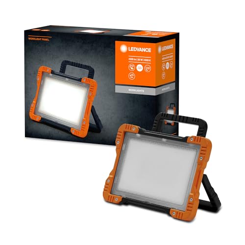 LEDVANCE LED Worklight Panel – schwenkbare Arbeitsleuchte mit LED Strahler für Innen, Baustrahler 50 W, 4500 Lumen, 25.000 Std. Lebensdauer, inklusive 2m Stromkabel und AC-Netzanschluss von LEDVANCE