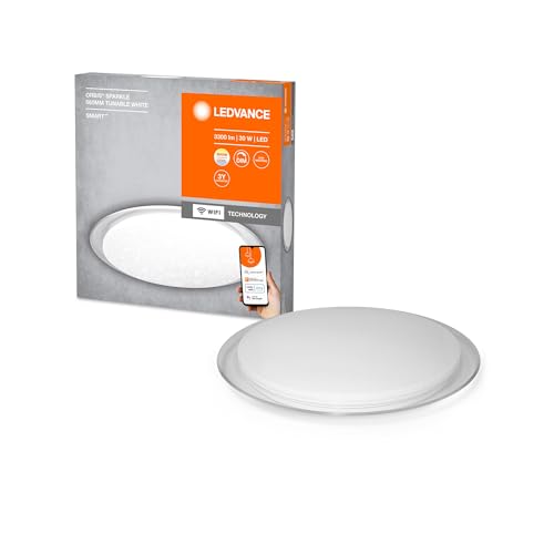 LEDVANCE ORBIS SPARKLE SMART+ WiFi Leuchte Ø 56cm, dimmbare LED Deckenleuchte für den Innenbereich, atemberaubender Glitzereffekt, 30W, einstellbare Farbtemperatur von 2700 - 6500K, 3300 Lumen, weiß von Ledvance