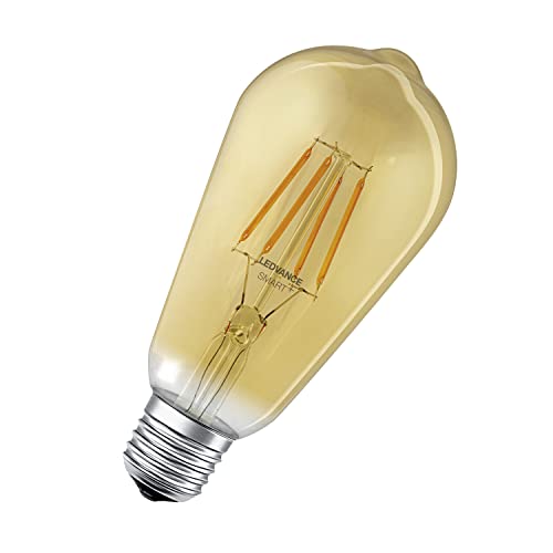 LEDVANCE Smarte LED-Lampe mit Bluetooth Mesh Technologie, Filament Edison Gold, Sockel E27, Dimmbar, Warmweiß (2400K), ersetzt Glühlampen mit 50W, steuerbar mit Alexa und Google, 1er-Pack von Ledvance