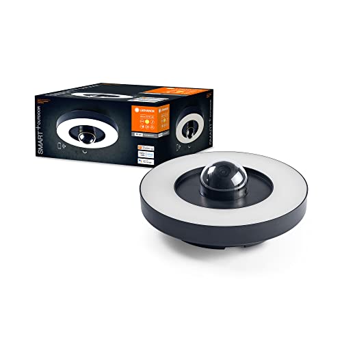 Ledvance SMART+ Outdoor-Wand- & Deckenleuchte + Kamera, warmweißes LED-Licht (3000K), hochwertiges Polycarbonatgehäuse in dunkelgrau, integrierter Lautsprecher, Memory Card, smarte WiFi-Technologie von LEDVANCE