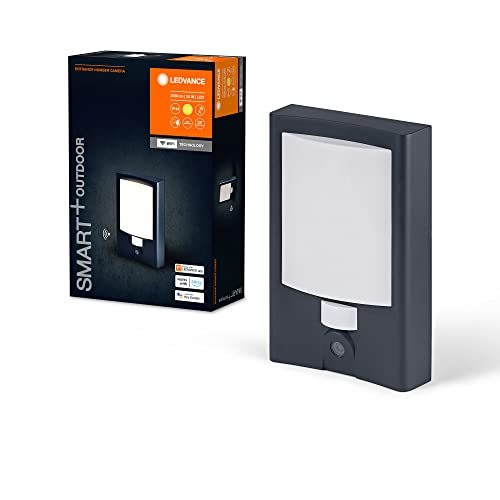 LEDVANCE SMART+ Outdoor Wandleuchte + Hausnummer & Kamera, warmweißes Licht (3000K), hochwertiges Polycarbonatgehäuse in dunkelgrau, integrierter Lautsprecher, Memory Card, smarte WIFI-Technologie von LEDVANCE
