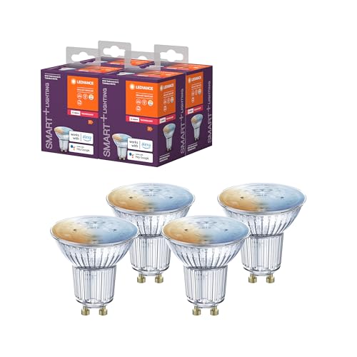 LEDVANCE SMART+ SPOT GU10 TW, LED retrofit Reflektorlampe mit smart home Technologie Zigbee, Farbtemperatur einstellbar, PAR16, 4er-Pack, Tunable White von Ledvance