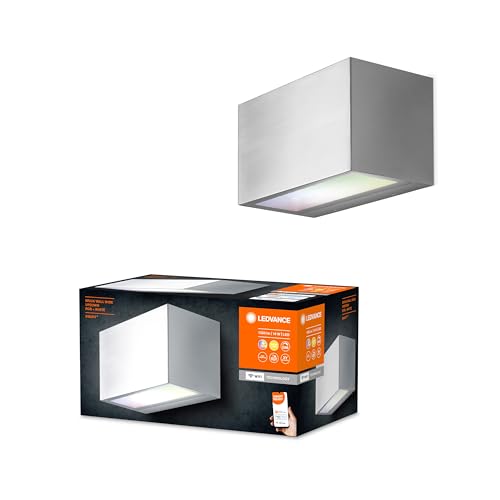 LEDVANCE SMART+ WI-FI BRICK ST RGBW 14,5cm - dimmbare LED Wandleuchte dunkelgrau mit hochwertigem Edelstahl-Gehäuse, quadratisch, RGB-Farbsteuerung, 14 W, 3000 Kelvin warmweiß, 600 Lumen, IP44 von Ledvance