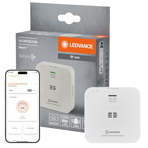 LEDVANCE SMART+ Kohlenmonoxidmelder mit WiFi-Technologie, zertifiziert nach EN 50291, weiß, Kunststoff von LEDVANCE