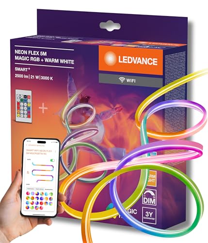 LEDVANCE SMART WIFI NEON FLEX bunte/weiße LED-Streifen für Außen mit WiFi-Technologie und homogener Lichtverteilung; MGC TW RC; nicht dimmbar; weiß; Silikon; 5 m; Leuchtmittel nicht austauschbar von LEDVANCE