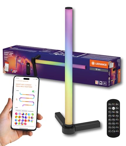 LEDVANCE SMART smarte und moderne Tischleuchte für indirekte Beleuchtung mit WiFi-Technologie; Magic RGB; dimmbar; schwarz; Aluminium; Leuchtmittel nicht austauschbar von LEDVANCE