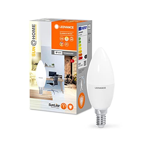 LEDVANCE SUN@HOME LED Lampe E14 4,9W ersetzt 25 W, 425 Lm, Sonnenlicht bis Kaminfeuer (2200-5000K), CRI95, SUN@HOME Smarte WIFI Leuchte per Alexa, google und App steuerbar mit Biorhythmusfunktion von LEDVANCE