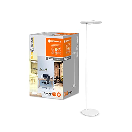 LEDVANCE SUN@HOME LED Stehlampe weiß mit WIFI 40cm breit und 180cm hoch, 41W, 2000 Lm, Sonnenlicht bis Kaminfeuer(2200-5000K), CRI>95, Standlicht WIFI Flurlicht mit Alexa, google oder per App bedienen von LEDVANCE