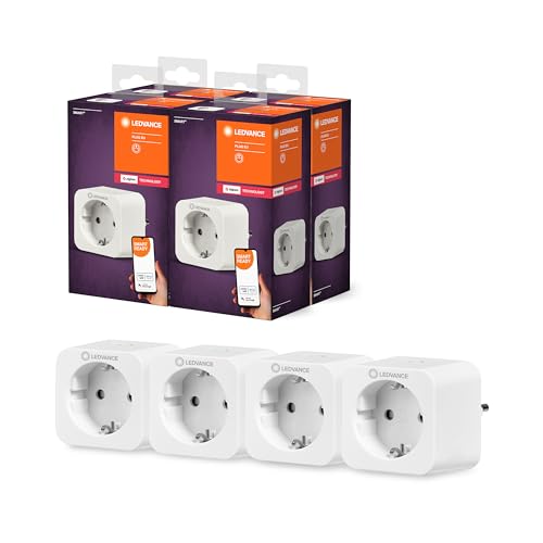 LEDVANCE Smart+ Plug, ZigBee schaltbare Steckdose, für die Lichtsteuerung in Ihrem Smart Home, Direkt kompatibel mit Echo Plus und Echo Show (2. Gen.), Kompatibel mit Philips Hue Bridge, 4er Pack von Ledvance