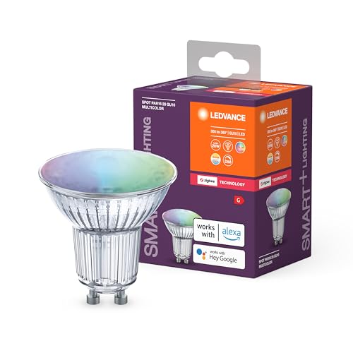 LEDVANCE GU10 LED Lampe, Zigbee Reflektorlampe mit 4,9 W (350Lumen) ,PAR 16 RGBW Lichtfarbe (2700-6500K), dimmbar und kompatibel mit Alexa, google oder App, Lampen im 1er-Pack von Ledvance