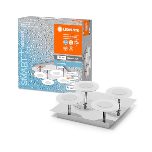 LEDVANCE Smart LED Badezimmerlampe chrome, 26W, 2800LM, 3000-6500K, 30cm, IP44, Orbis Wave Wandleuchte, Badezimmerleuchte mit Wifi Technologie, dimmbar, steuerbar über App und Sprachassistenten von LEDVANCE