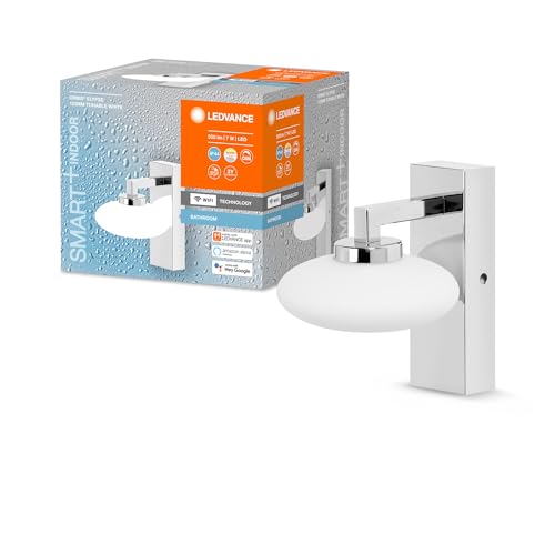 LEDVANCE Smart LED Badezimmerlampe chrome, 7W, 500LM, 3000-6500K, 12cm, IP44, Orbis Elypse Wandleuchte, Badezimmerleuchte mit Wifi Technologie, dimmbar, steuerbar über App und Sprachassistenten von LEDVANCE
