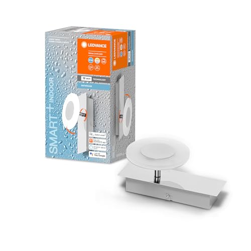 LEDVANCE Smart LED Badezimmerlampe chrome, 8W, 700LM, 3000-6500K, 20cm, IP44, Orbis Round Wandleuchte, Badezimmerleuchte mit Wifi Technologie, dimmbar, steuerbar über App und Sprachassistenten von Ledvance