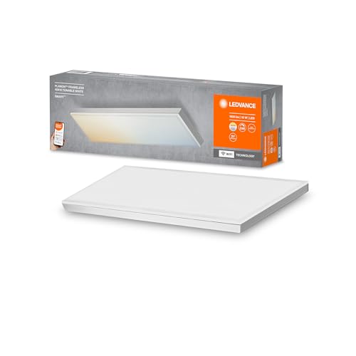 LEDVANCE Smarte LED Deckenleuchte, Panel für Innen mit WiFi Technologie, Lichtfarbe änderbar (3000K-6500K), 400mm x 100mm, Kompatibel mit Google und Alexa Voice Control, SMART+ WIFI PLANON FRAMELESS von Ledvance