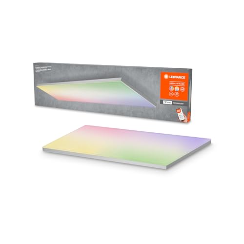 LEDVANCE Smarte LED Deckenleuchte, Panel für Innen mit WiFi Technologie, Lichtfarbe änderbar (3000K-6500K), RGB-Farben änderbar, 1200mm x 300mm, Kompatibel mit Google und Alexa Voice Control von LEDVANCE