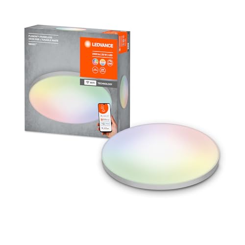 LEDVANCE Smarte LED Deckenleuchte, Panel für Innen mit WiFi Technologie, Lichtfarbe änderbar (3000K-6500K), RGB-Farben änderbar, 300mm Durchmesser, Kompatibel mit Google und Alexa Voice Control von LEDVANCE